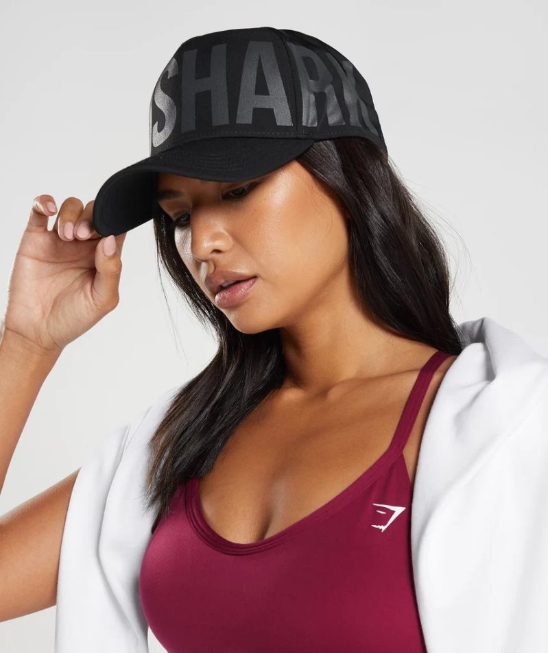 Czapki Gymshark Logo Trucker Czarne | PL 645QIC